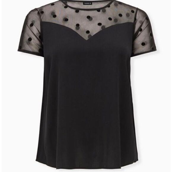Torrid Dotted Mesh and Charmeuse Top - Picture 3 of 7